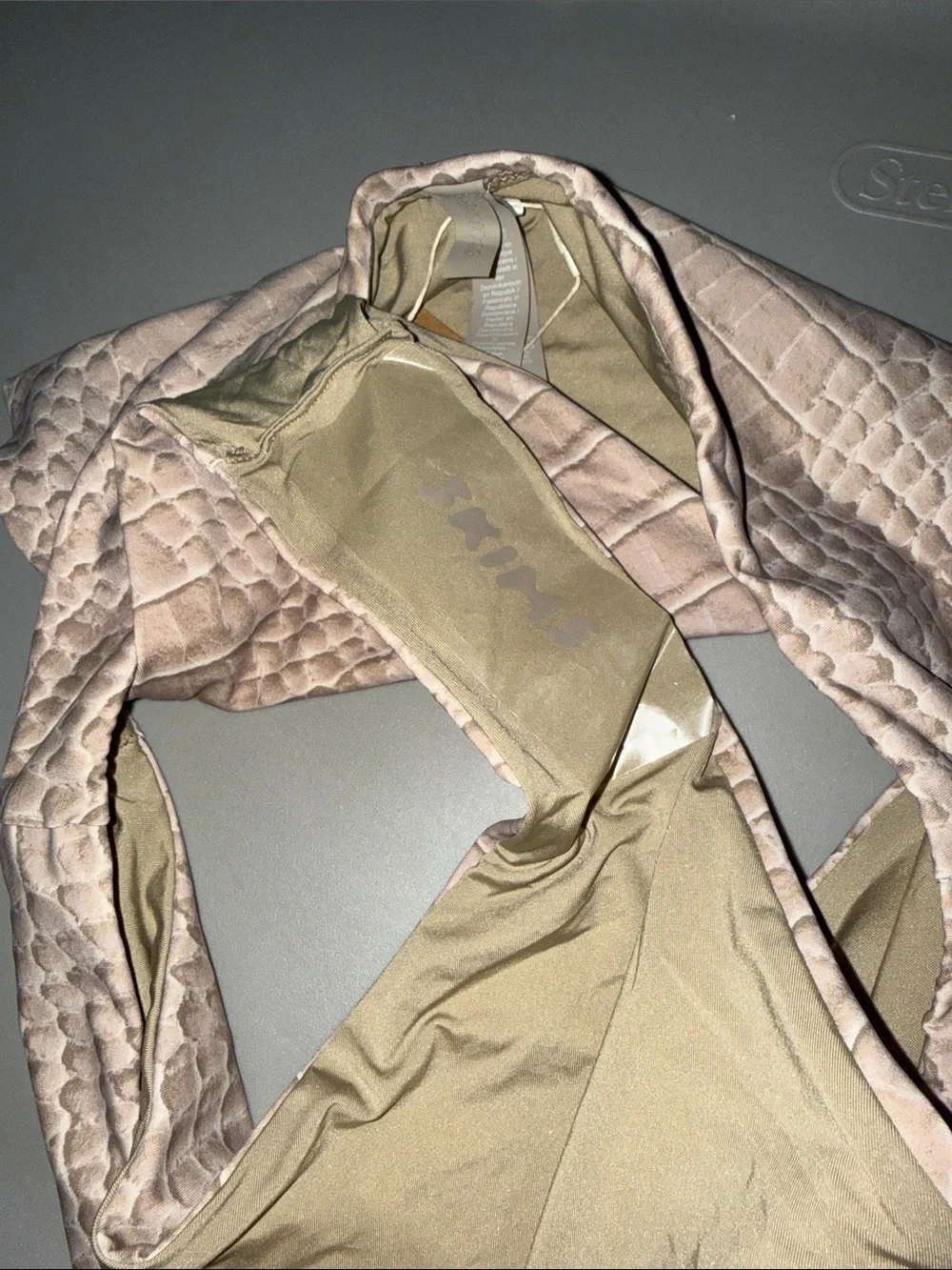 Skims Signature Swim Mid Waist Bottoms Dune Crocodile Print XL